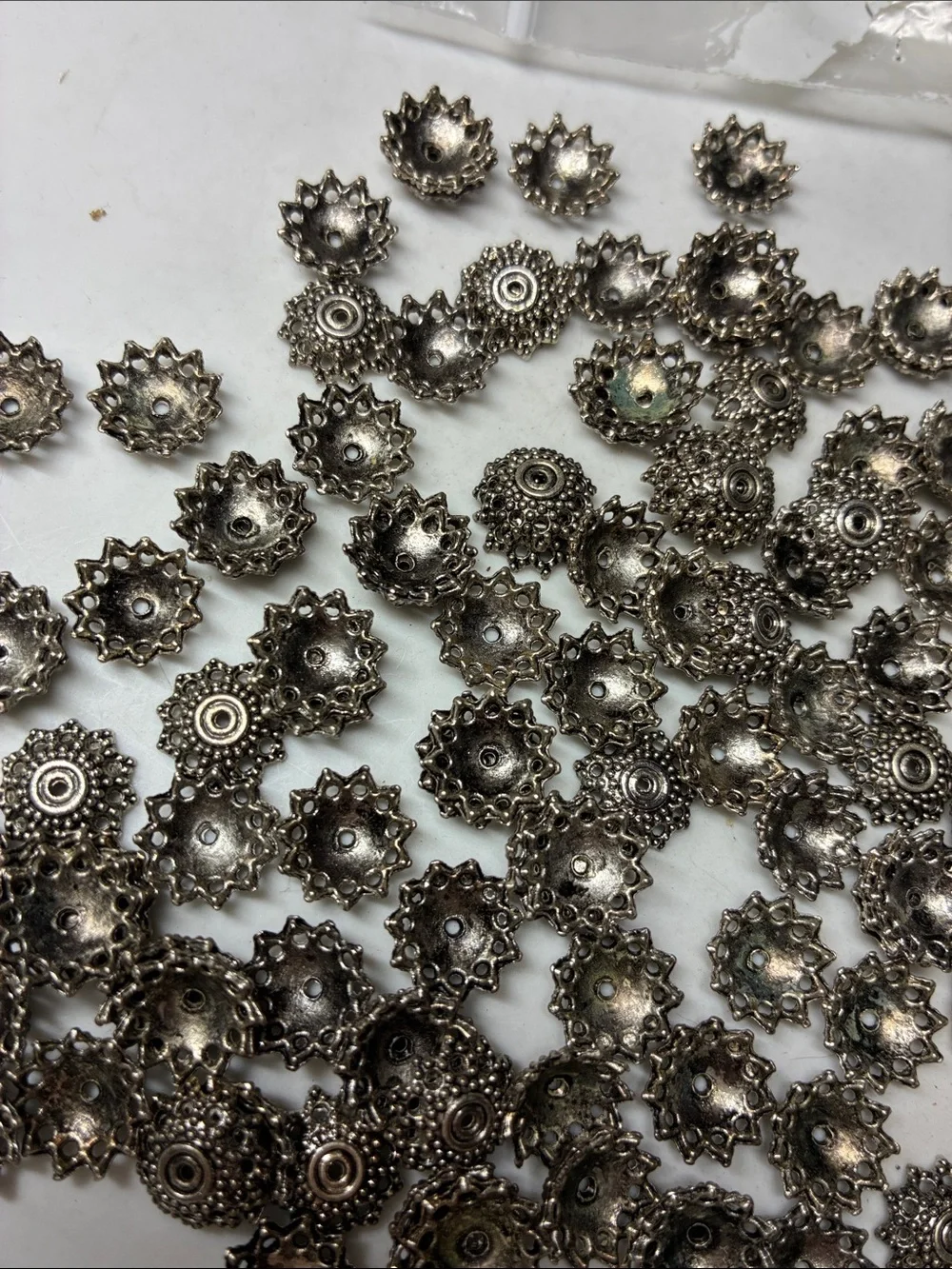 Silver Filigree fancy Bead Caps - Decorative Floral Spacer (Pack of 116)